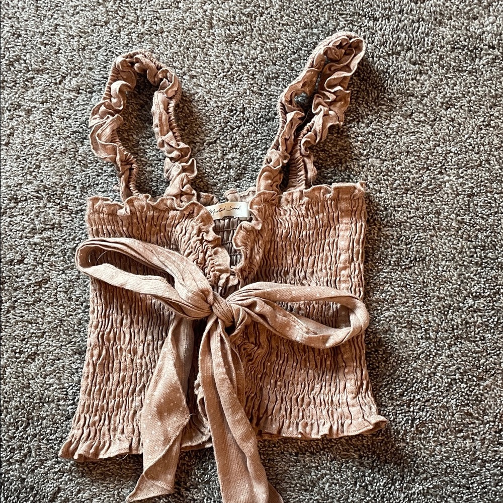Mustard Seed Ruffled Brown Camisole